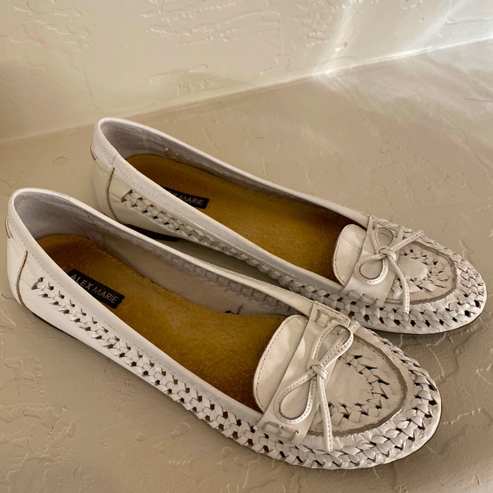 Alex Marie white leather flats
